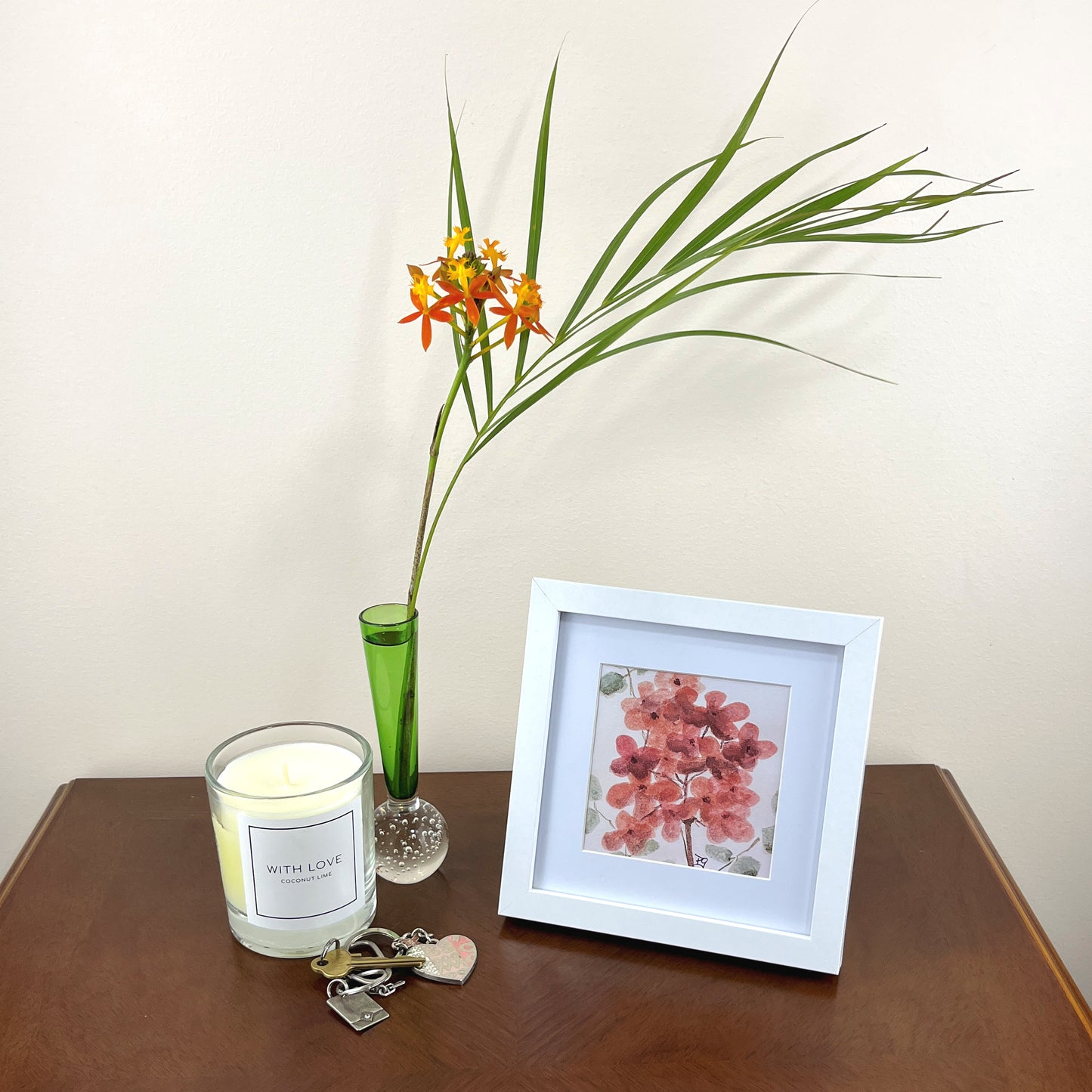 Print "Flower Study" 10x10cm, framed 17x17 cm
