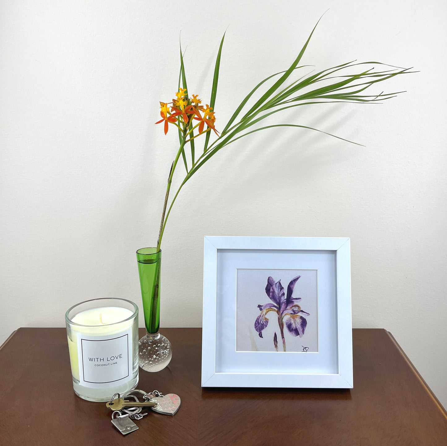 Print "Iris Study" 10x10cm, framed 17x17 cm