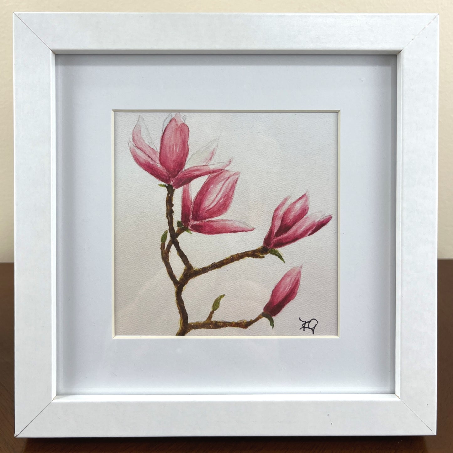 Print "Magnolia Study" 10x10cm, framed 17x17 cm