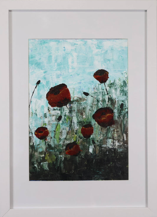 "Poppies" Original Study in Acrylics A4 21cm x 29.7cm