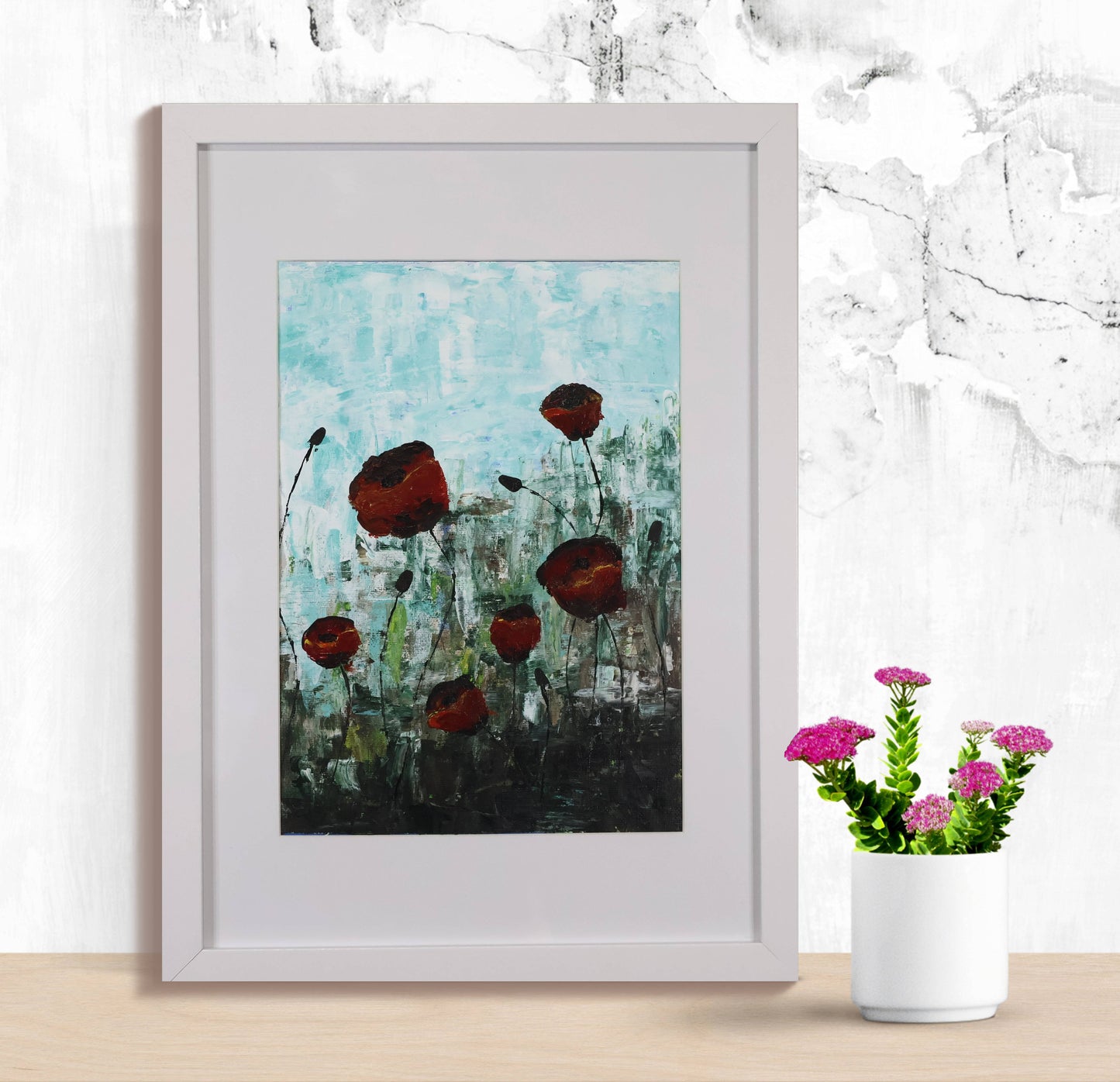 "Poppies" Original Study in Acrylics A4 21cm x 29.7cm