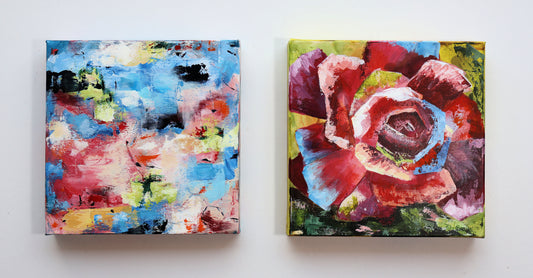 "A Tale of Balance" 2 Original Acrylic Paintings 25cm x 25cm
